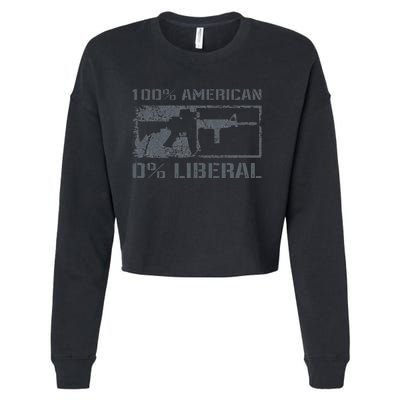 100 American 0 Liberal 2nd Amendment Ar15 Rifle Funny Gun Cropped Pullover Crew