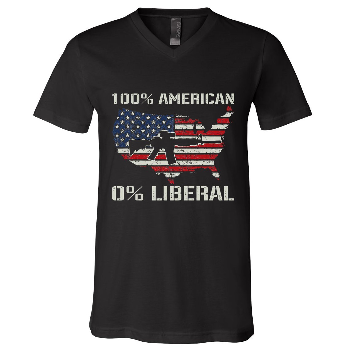 100 American 0 Liberal Ar15 Pro Gun Usa Flag Republican V-Neck T-Shirt