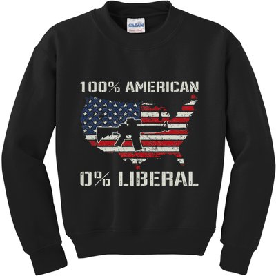 100 American 0 Liberal Ar15 Pro Gun Usa Flag Republican Kids Sweatshirt
