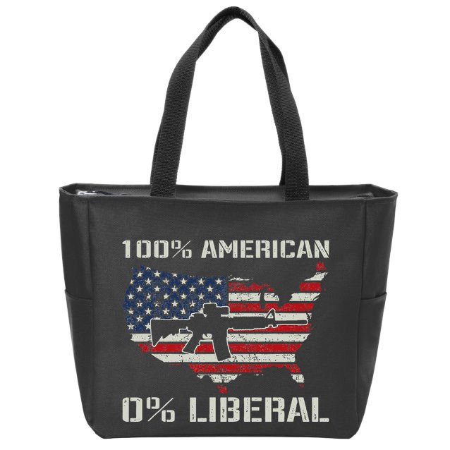 100 American 0 Liberal Ar15 Pro Gun Usa Flag Republican Zip Tote Bag