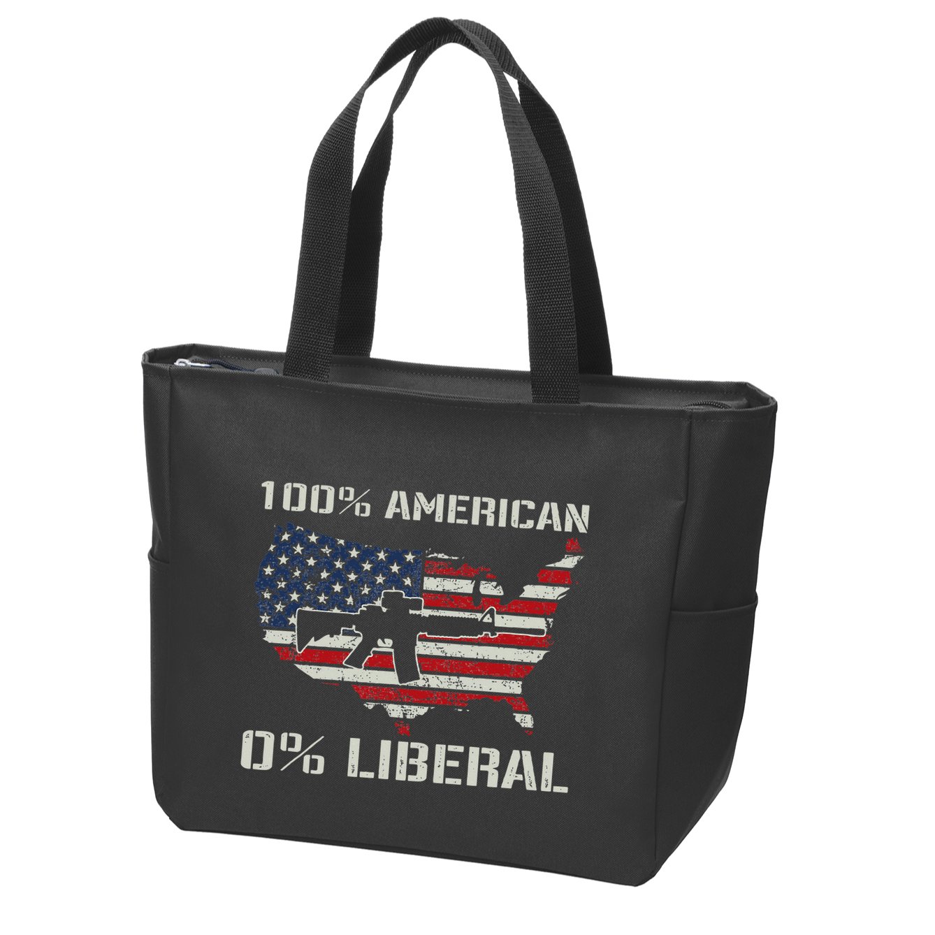 100 American 0 Liberal Ar15 Pro Gun Usa Flag Republican Zip Tote Bag