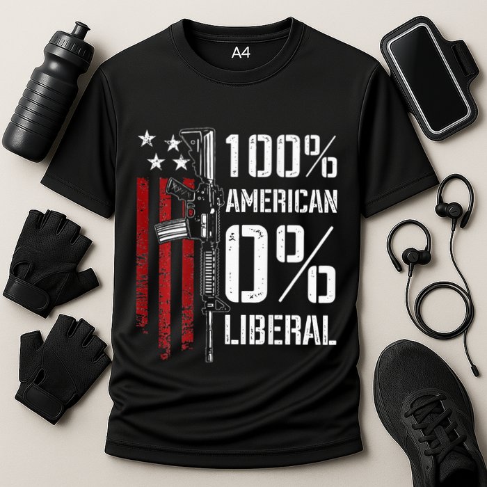 100 American 0 Liberal Funny Pro Gun On Back Cooling Performance Crew T-Shirt