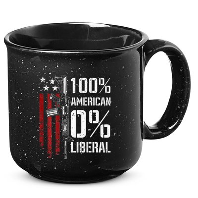 100 American 0 Liberal Funny Pro Gun On Back 15oz Campfire Ceramic Mug