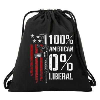 100 American 0 Liberal Funny Pro Gun On Back Drawstring Bag