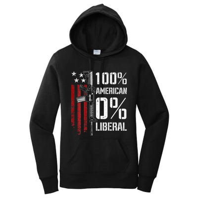 100 American 0 Liberal Funny Pro Gun On Back Women's Pullover Hoodie