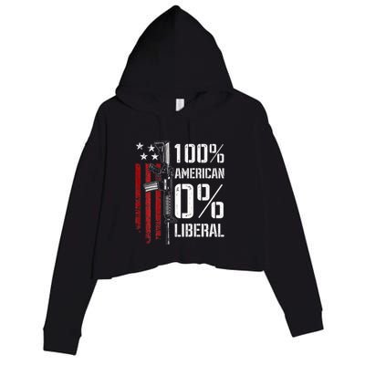 100 American 0 Liberal Funny Pro Gun On Back Crop Fleece Hoodie