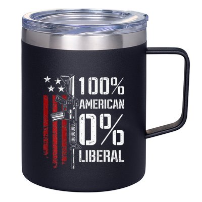 100 American 0 Liberal Funny Pro Gun On Back 12oz Stainless Steel Coffee Mug