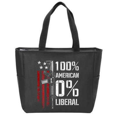 100 American 0 Liberal Funny Pro Gun On Back Zip Tote Bag