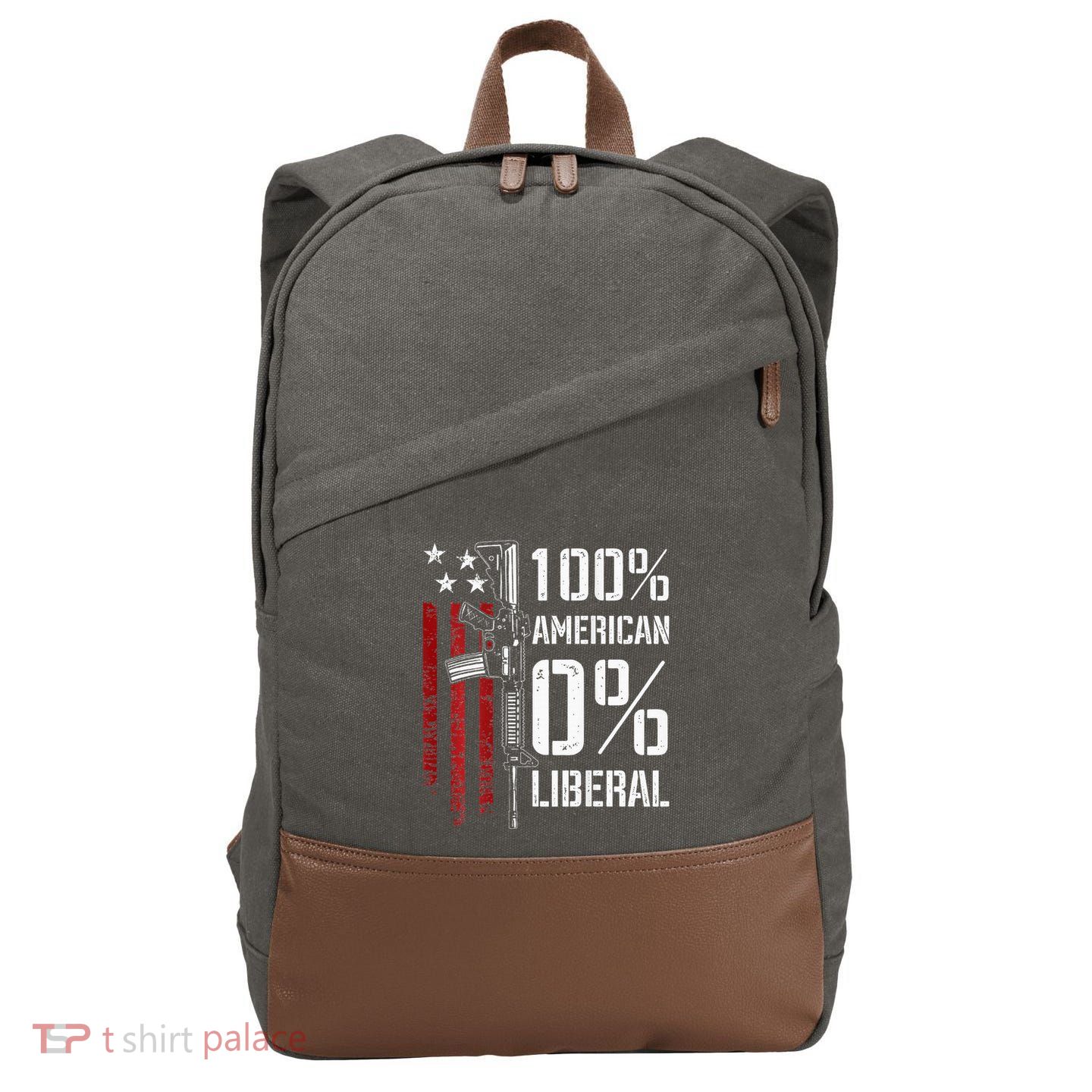 100 American 0 Liberal Funny Pro Gun On Back Cotton Canvas Backpack