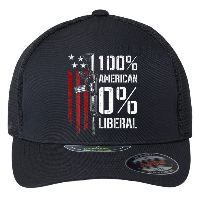 100 American 0 Liberal Funny Pro Gun On Back Flexfit Unipanel Trucker Cap