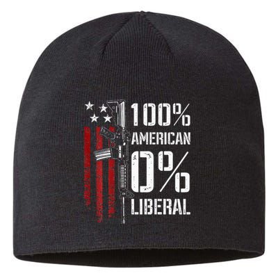 100 American 0 Liberal Funny Pro Gun On Back Sustainable Beanie