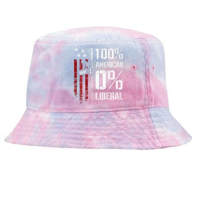 100 American 0 Liberal Funny Pro Gun On Back Tie-Dyed Bucket Hat