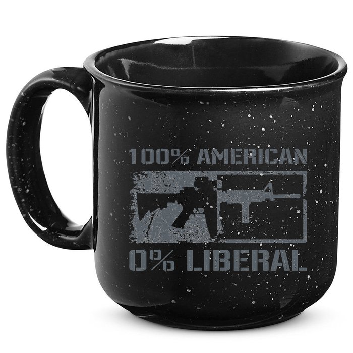100 American 0 Liberal 2nd Amendment AR15 Rifle Funny Gun 15oz Campfire Ceramic Mug