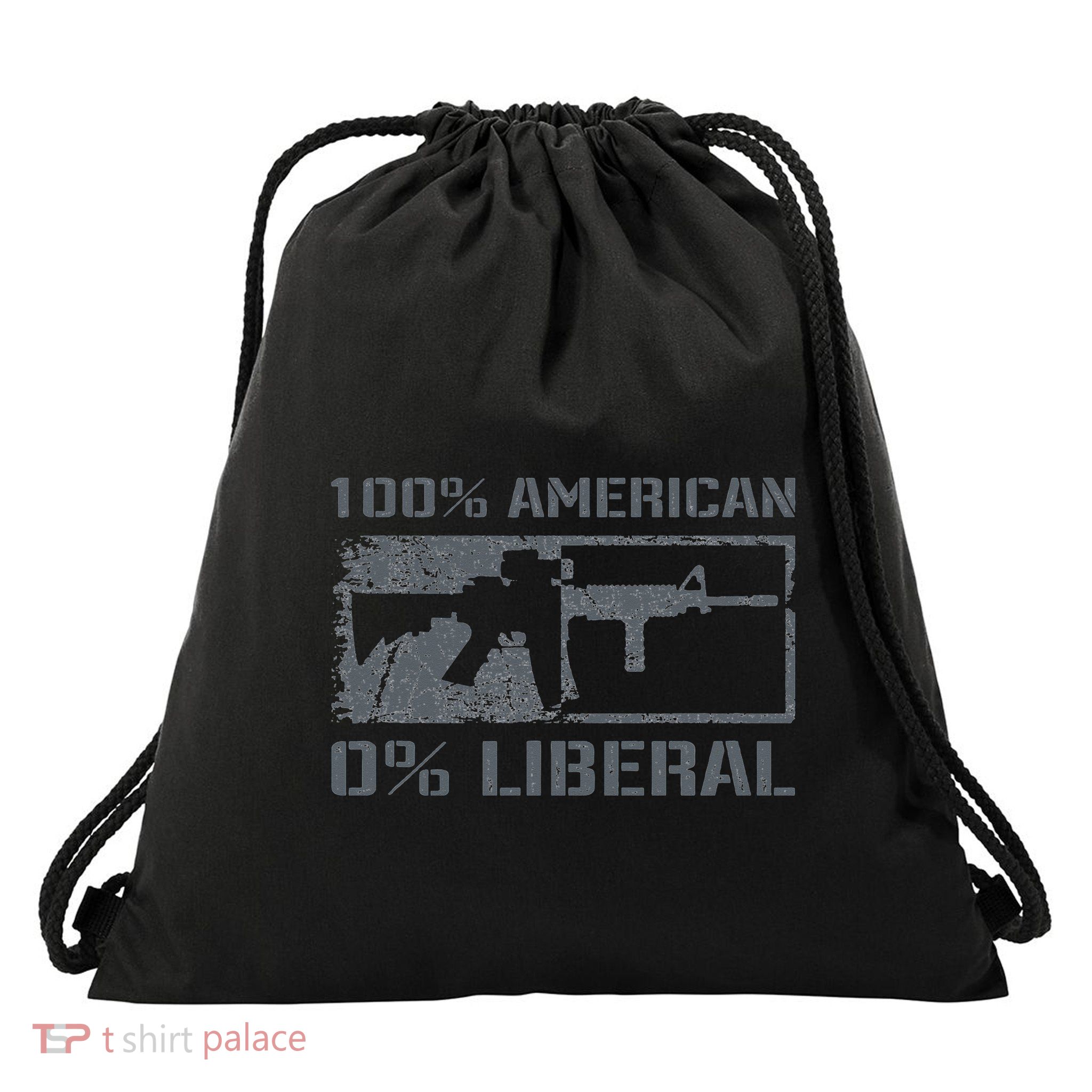 100 American 0 Liberal 2nd Amendment AR15 Rifle Funny Gun Drawstring Bag