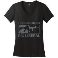 100 American 0 Liberal 2nd Amendment AR15 Rifle Funny Gun Women's V-Neck T-Shirt