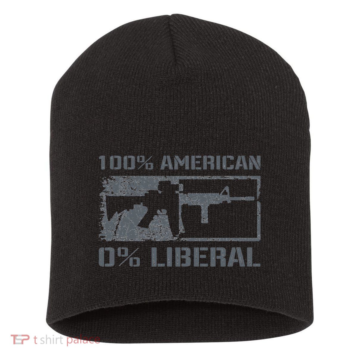 100 American 0 Liberal 2nd Amendment AR15 Rifle Funny Gun Short Acrylic Beanie