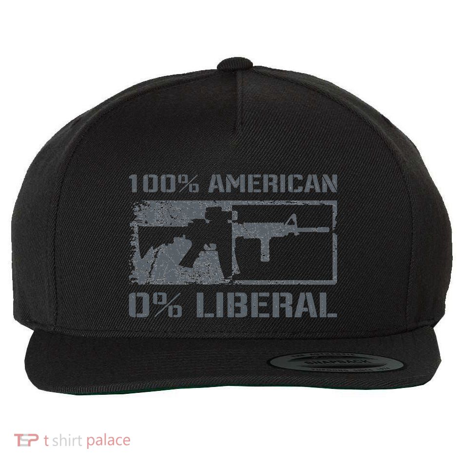 100 American 0 Liberal 2nd Amendment AR15 Rifle Funny Gun Wool Snapback Cap