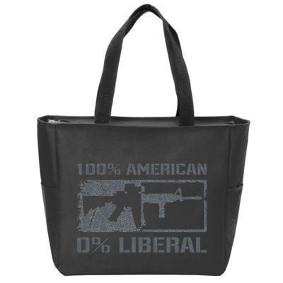 100 American 0 Liberal 2nd Amendment AR15 Rifle Funny Gun Zip Tote Bag