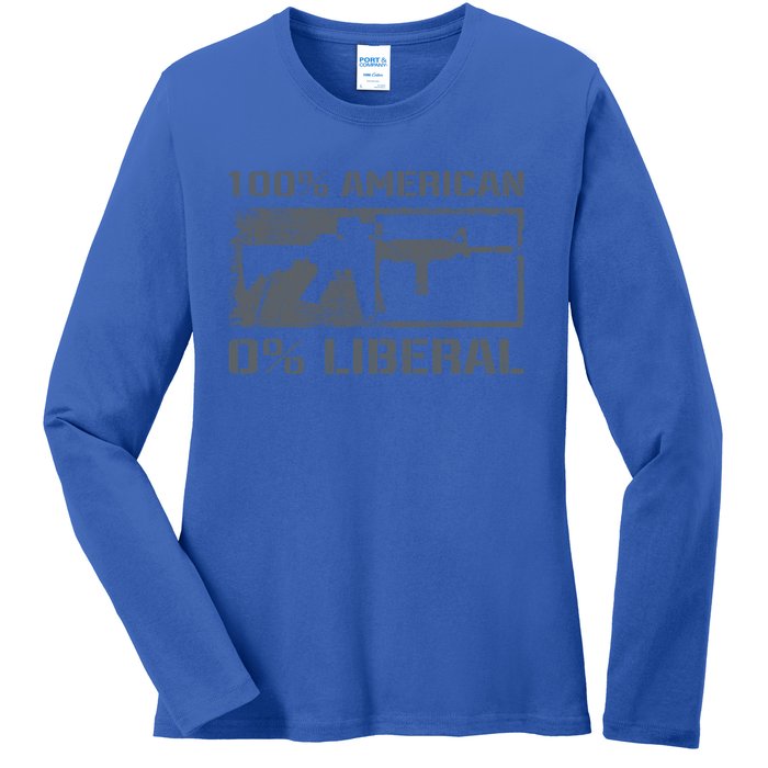 100% American 0% Liberal 2nd Adt Ar15 Rifle Funny Gun Gift Ladies Long Sleeve Shirt