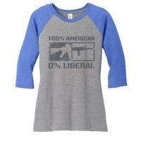 100% American 0% Liberal 2nd Adt Ar15 Rifle Funny Gun Gift Women's Tri-Blend 3/4-Sleeve Raglan Shirt