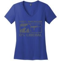 100% American 0% Liberal 2nd Adt Ar15 Rifle Funny Gun Gift Women's V-Neck T-Shirt