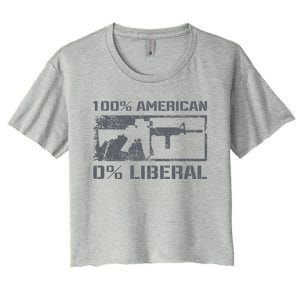 100% American 0% Liberal 2nd Adt Ar15 Rifle Funny Gun Gift Women's Crop Top Tee