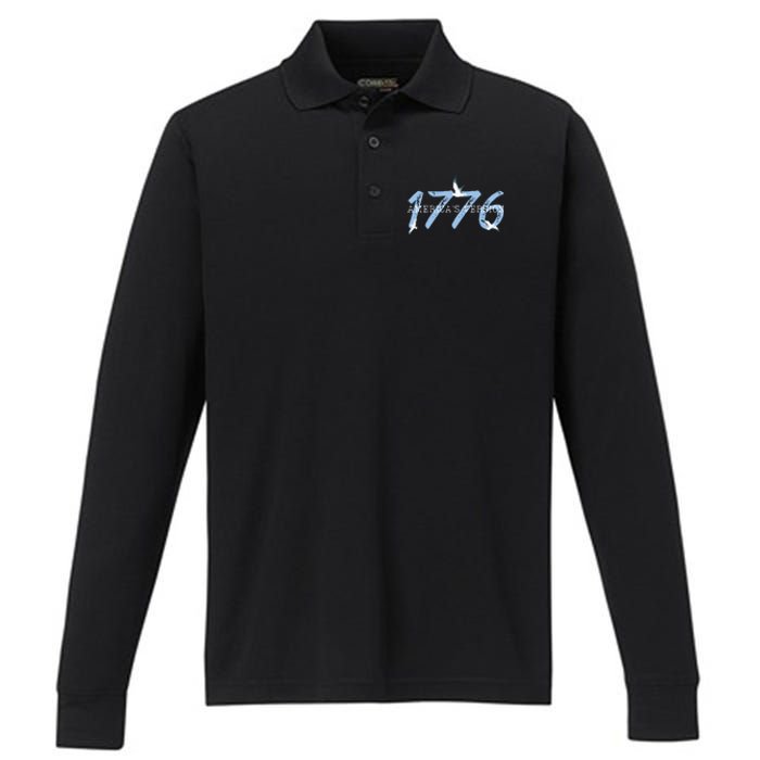 1776 America 4th Of July Performance Long Sleeve Polo