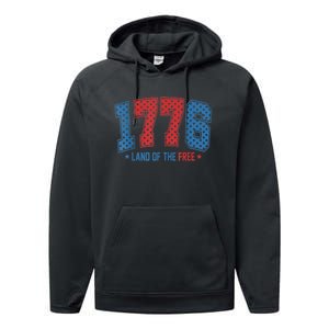 1776 America 4th Of July Usa Flag Fourth Of July Performance Fleece Hoodie