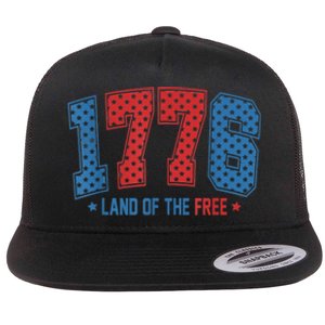 1776 America 4th Of July Usa Flag Fourth Of July Flat Bill Trucker Hat