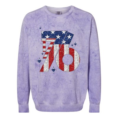 1776 America 4th Of July Usa Flag Fourth Of July Colorblast Crewneck Sweatshirt