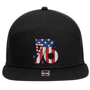 1776 America 4th Of July Usa Flag Fourth Of July 7 Panel Mesh Trucker Snapback Hat