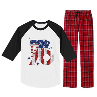 1776 America 4th Of July Usa Flag Fourth Of July Raglan Sleeve Pajama Set