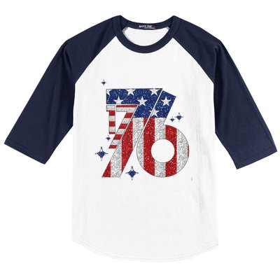 1776 America 4th Of July Usa Flag Fourth Of July Baseball Sleeve Shirt