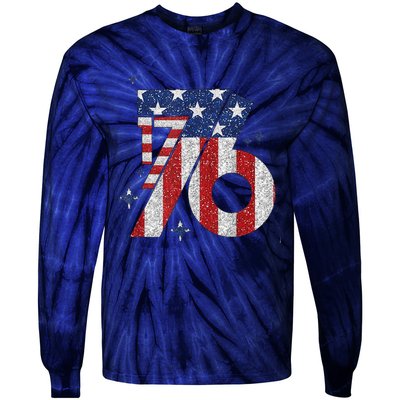 1776 America 4th Of July Usa Flag Fourth Of July Tie-Dye Long Sleeve Shirt