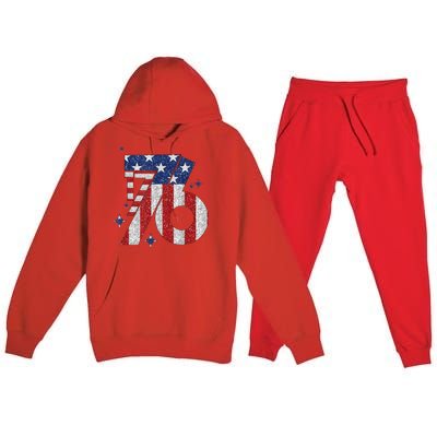 1776 America 4th Of July Usa Flag Fourth Of July Premium Hooded Sweatsuit Set