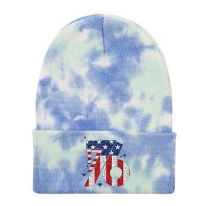 1776 America 4th Of July Usa Flag Fourth Of July Tie Dye 12in Knit Beanie