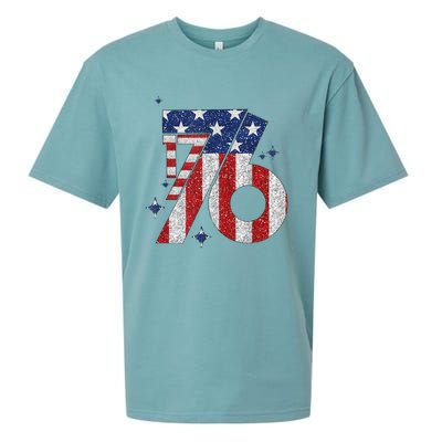 1776 America 4th Of July Usa Flag Fourth Of July Sueded Cloud Jersey T-Shirt