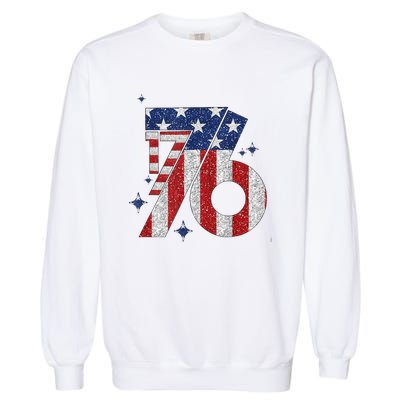 1776 America 4th Of July Usa Flag Fourth Of July Garment-Dyed Sweatshirt