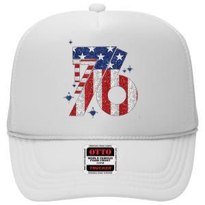 1776 America 4th Of July Usa Flag Fourth Of July High Crown Mesh Back Trucker Hat