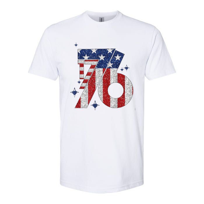 1776 America 4th Of July Usa Flag Fourth Of July Softstyle CVC T-Shirt