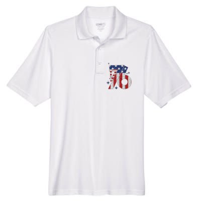 1776 America 4th Of July Usa Flag Fourth Of July Men's Origin Performance Pique Polo