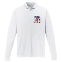 1776 America 4th Of July Usa Flag Fourth Of July Performance Long Sleeve Polo