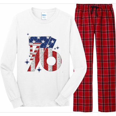 1776 America 4th Of July Usa Flag Fourth Of July Long Sleeve Pajama Set