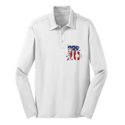 1776 America 4th Of July Usa Flag Fourth Of July Silk Touch Performance Long Sleeve Polo