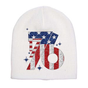 1776 America 4th Of July Usa Flag Fourth Of July Short Acrylic Beanie