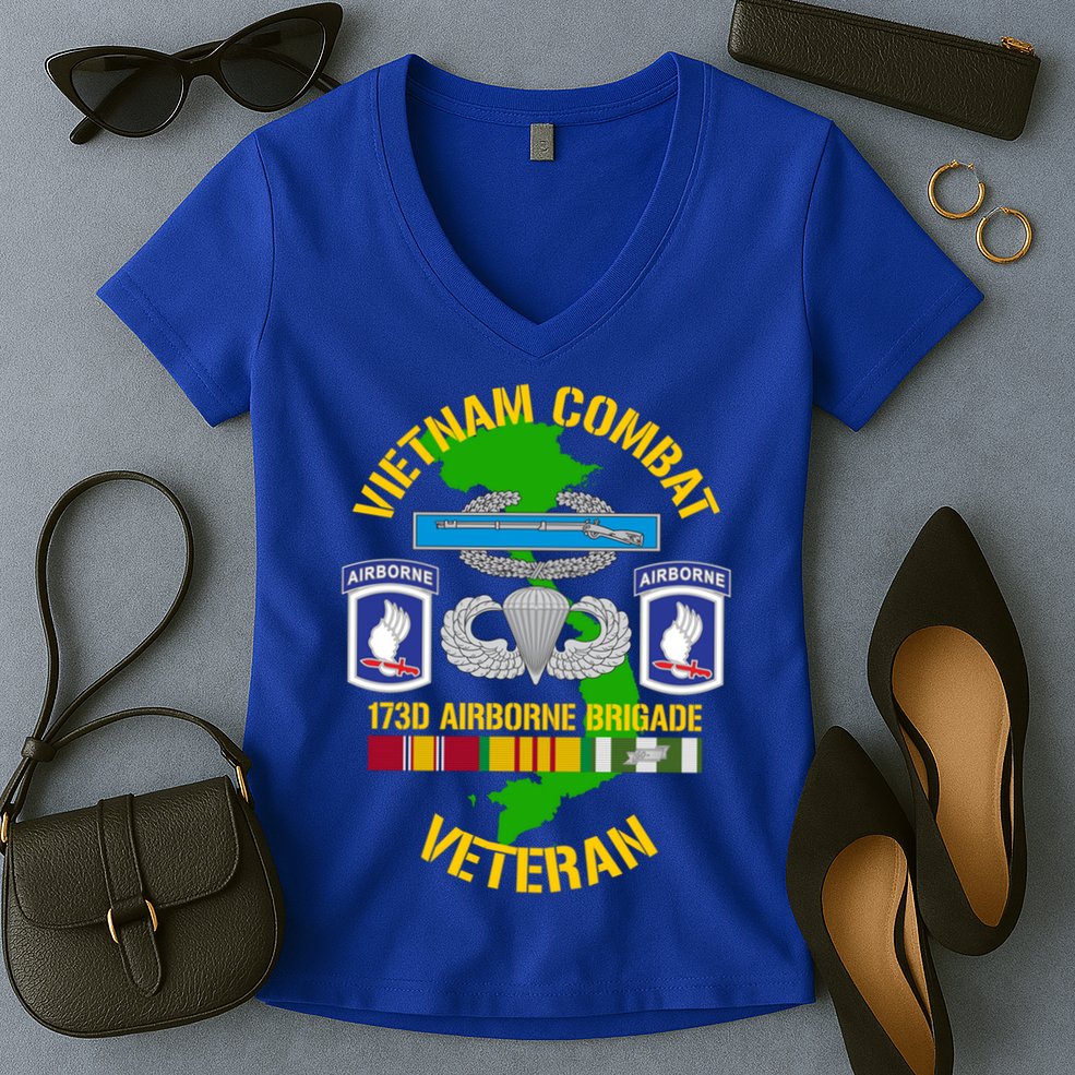 173rd Airborne Brigade Meaningful Gift Vietnam Combat Veteran Great Gift Women's V-Neck T-Shirt