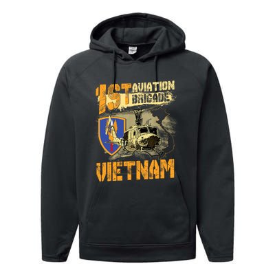 1st Aviation Brigade Vietnam Veteran Pilot  Door Gunner Performance Fleece Hoodie