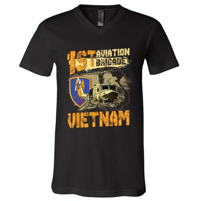 1st Aviation Brigade Vietnam Veteran Pilot  Door Gunner V-Neck T-Shirt