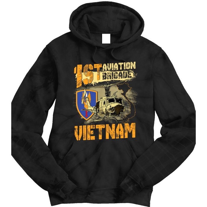 1st Aviation Brigade Vietnam Veteran Pilot  Door Gunner Tie Dye Hoodie