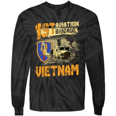 1st Aviation Brigade Vietnam Veteran Pilot  Door Gunner Tie-Dye Long Sleeve Shirt